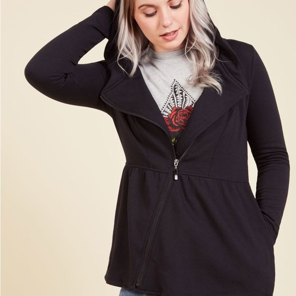 ISO ModCloth Juneau Peplum Zip Up Hoodie Jacket in Size Large XL - Picture 3 of 3